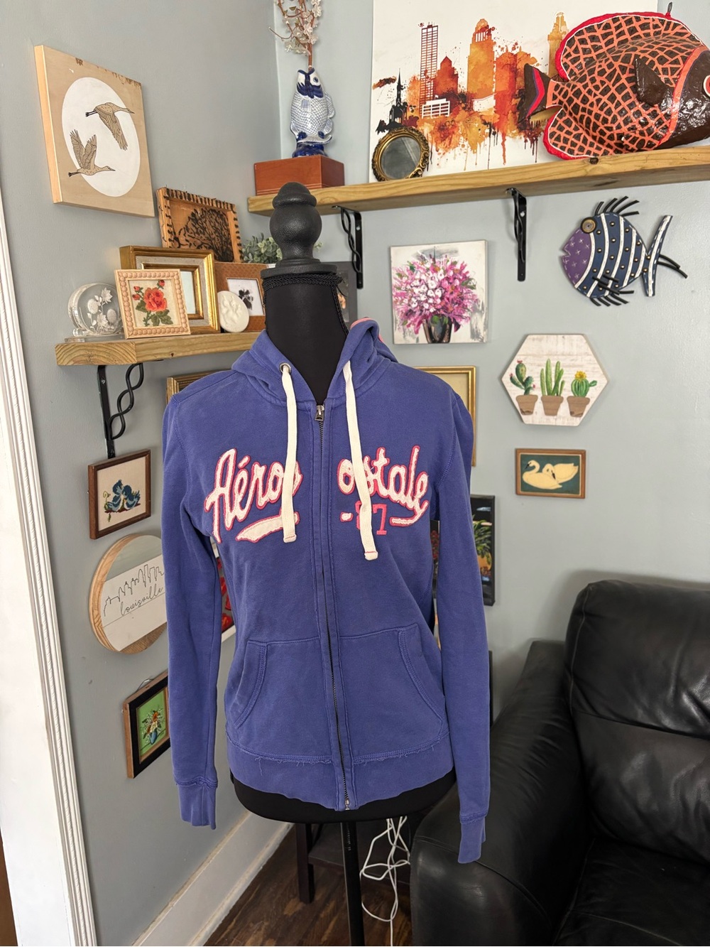 Y2K Aeropostale 87 purple zip up hoodie womens size XS